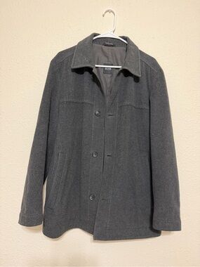 BOSS Men's Dark Charcoal Wool Pea Coat